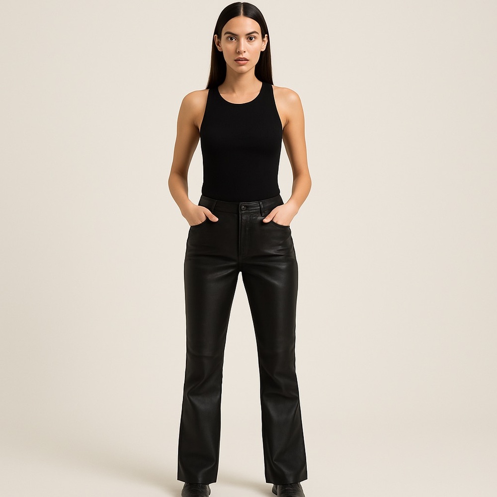 Dimitri vintage high rise durable leather bootcut pants timeless Y2K classic 6
